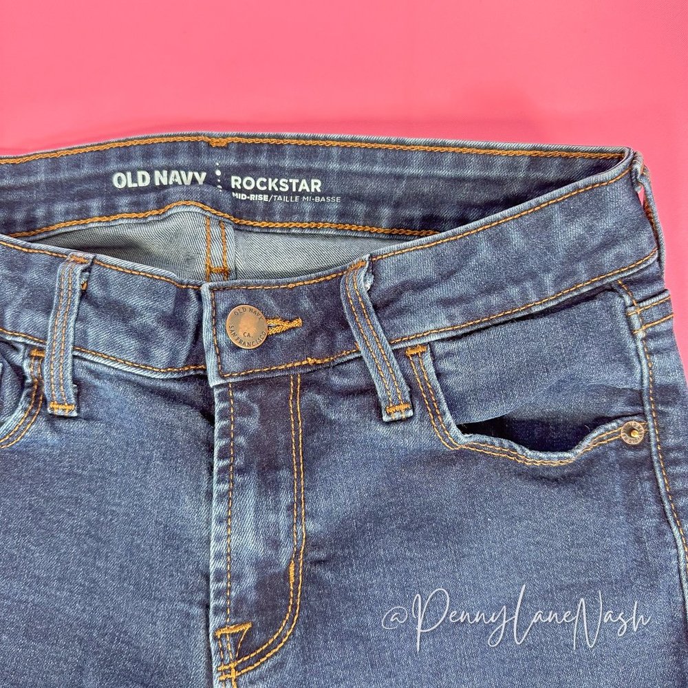 Old Navy Rockstar MId Rise Super Skinny Jeans Blue - Picture 5 of 10